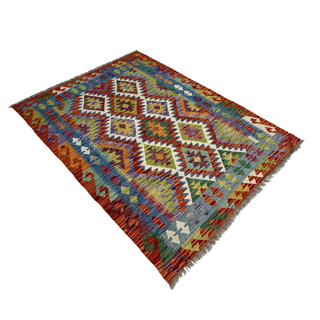 Afghan Kilim Rug 3' 5" x 4' 11" Flat-Weave view