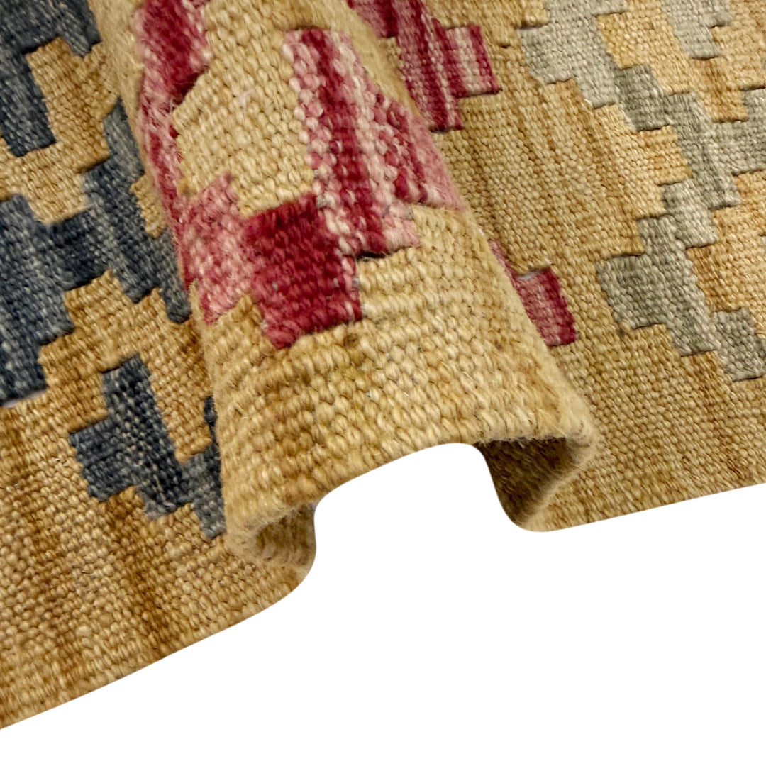 Afghan Vegetable Kilim Rug 3' 2" x 4' 11" Flat-Weave field