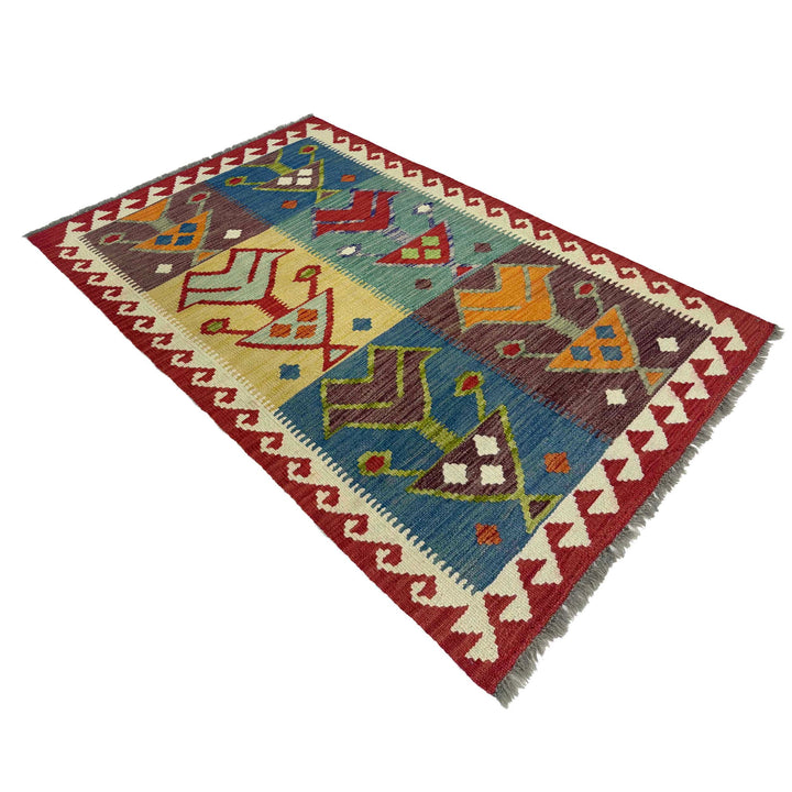Afghan Kilim Rug 3' 1" x 4' 11" Flat-Weave | No. AL77076