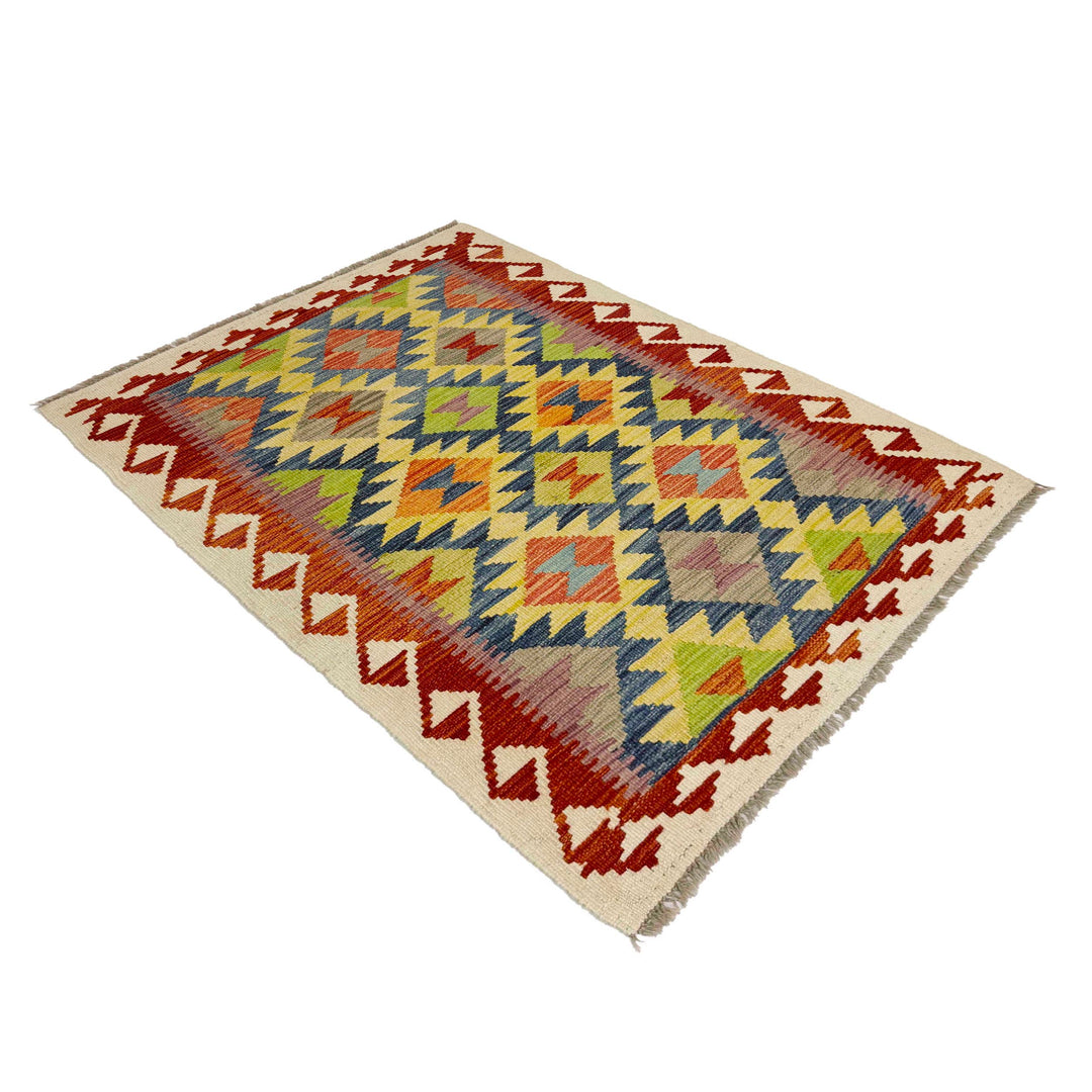 Afghan Vegetable Kilim Rug 3' 1" x 4' 11" Flat-Weave view