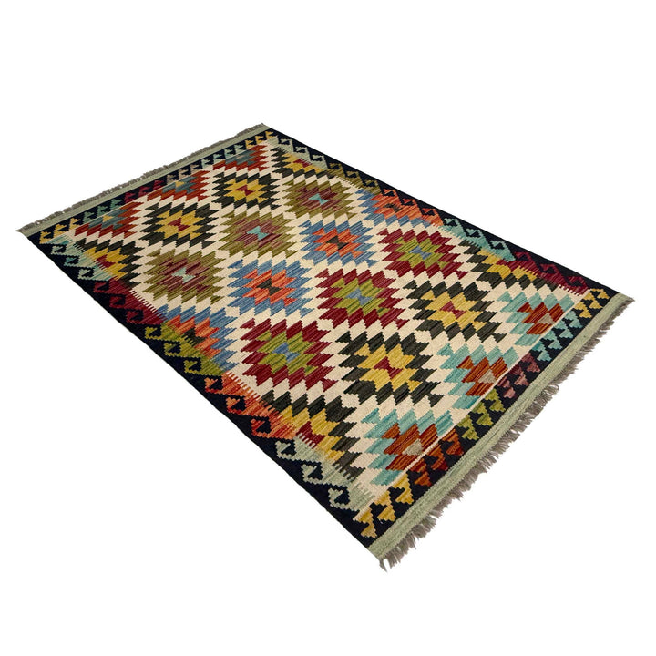 Afghan Vegetable Kilim Rug 3' 3" x 4' 10" Flat-Weave view