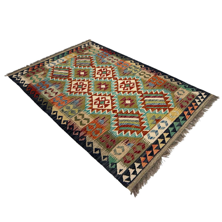 Afghan Kilim Rug 3' 5" x 5' 5" Flat-Weave view