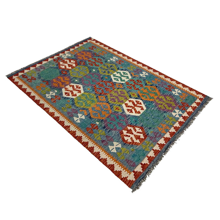 Afghan Kilim Rug 3' 6" x 5' 3" Flat-Weave | No. AL34505
