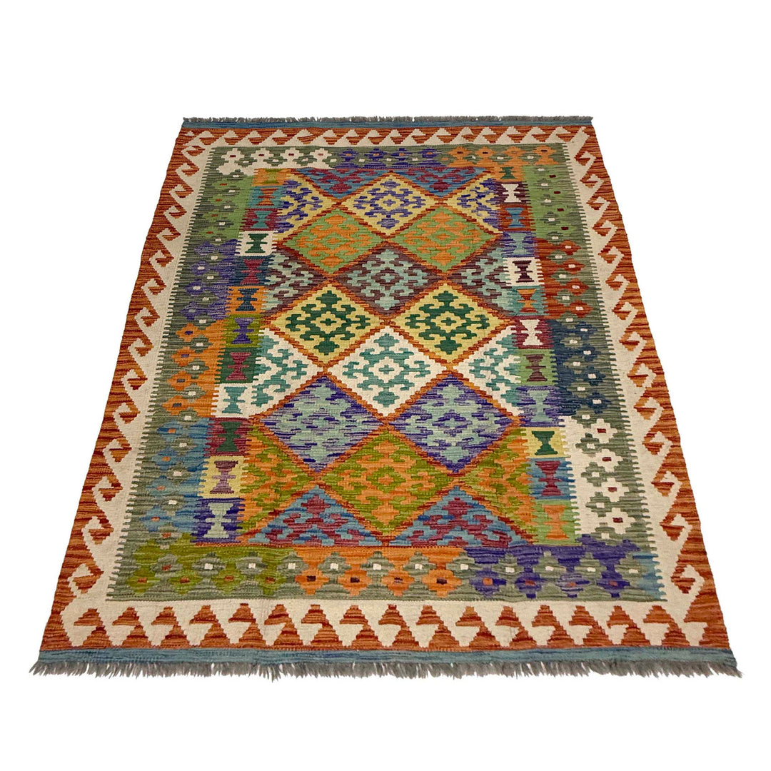 Afghan Kilim Rug 4' 10" x 6' 7" Flat-Weave | No. AL94549