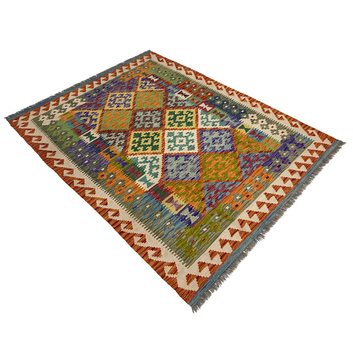 Afghan Kilim Rug 4' 10" x 6' 7" Flat-Weave | No. AL94549