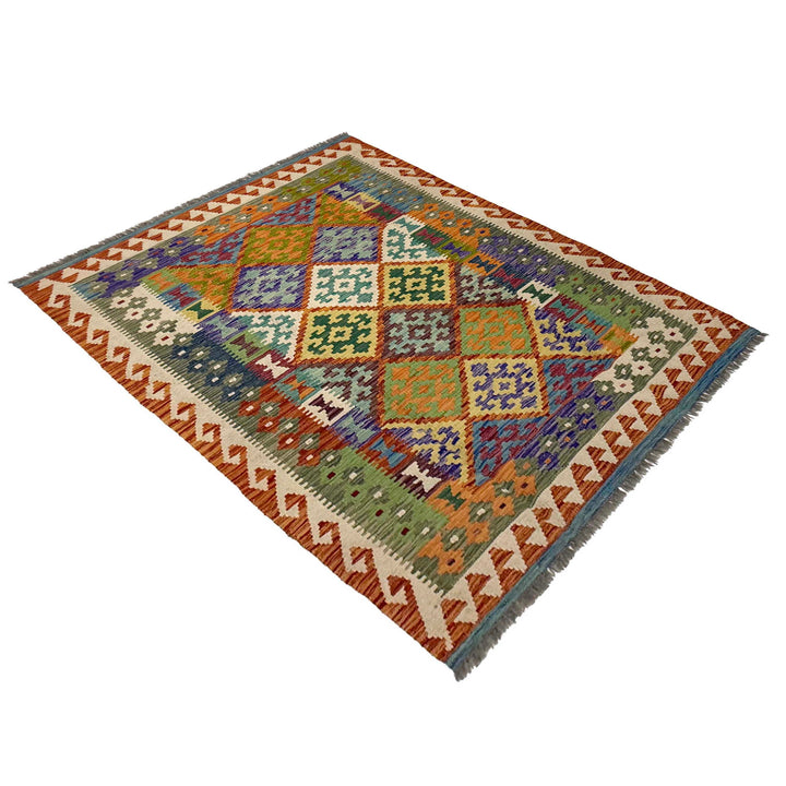 Afghan Kilim Rug 4' 10" x 6' 7" Flat-Weave | No. AL94549