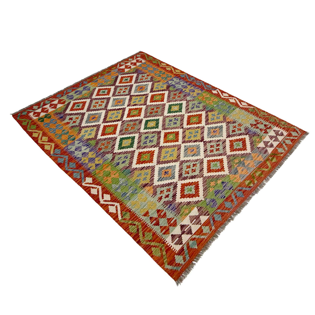 Afghan Vegetable Kilim Rug 4'11" x 6'6" Flat-Weave view