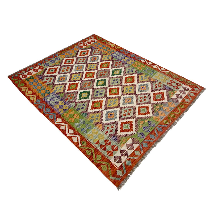 Afghan Vegetable Kilim Rug 4'11" x 6'6" Flat-Weave view