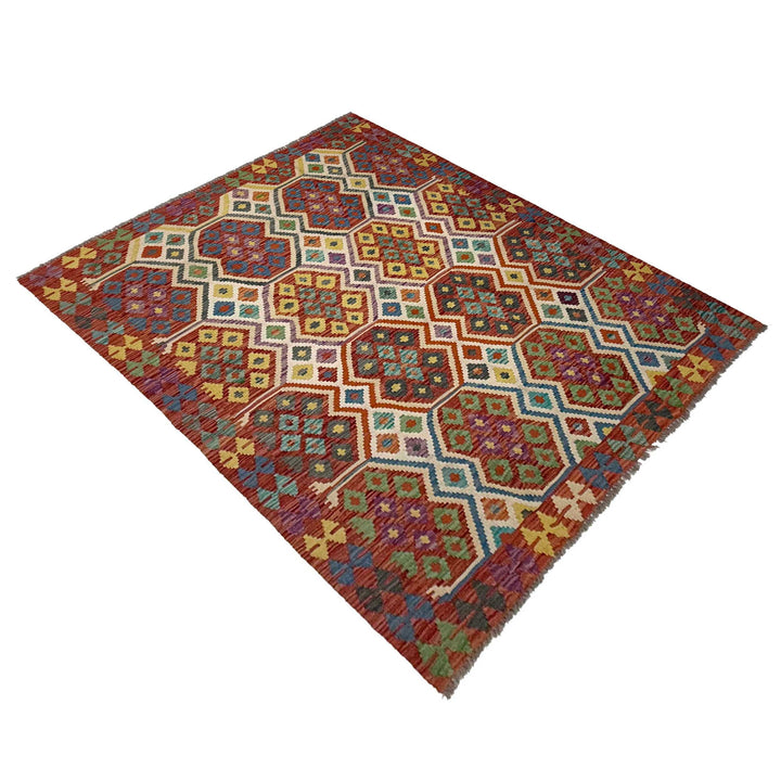 Afghan Vegetable Kilim Rug 4' 11" x 6' 5" Flat-Weave view