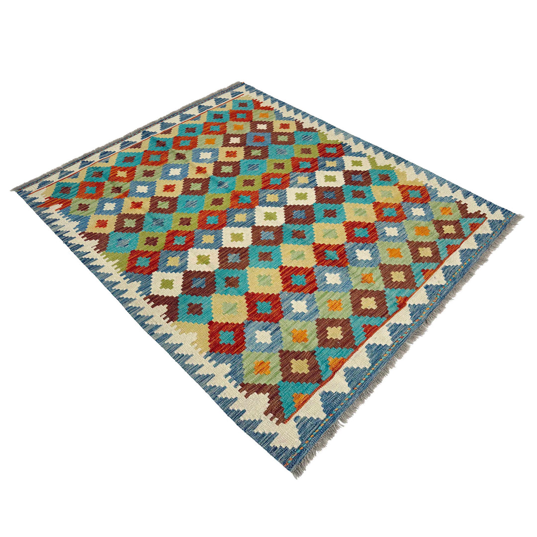 Afghan Vegetable Kilim Rug 4' 11" x 6' 6" Flat-Weave view