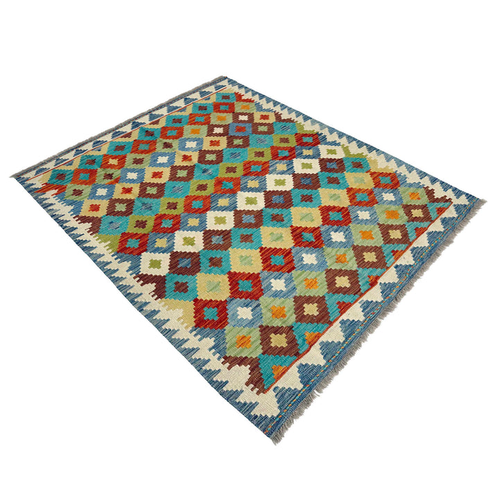 Afghan Vegetable Kilim Rug 4' 11" x 6' 6" Flat-Weave view