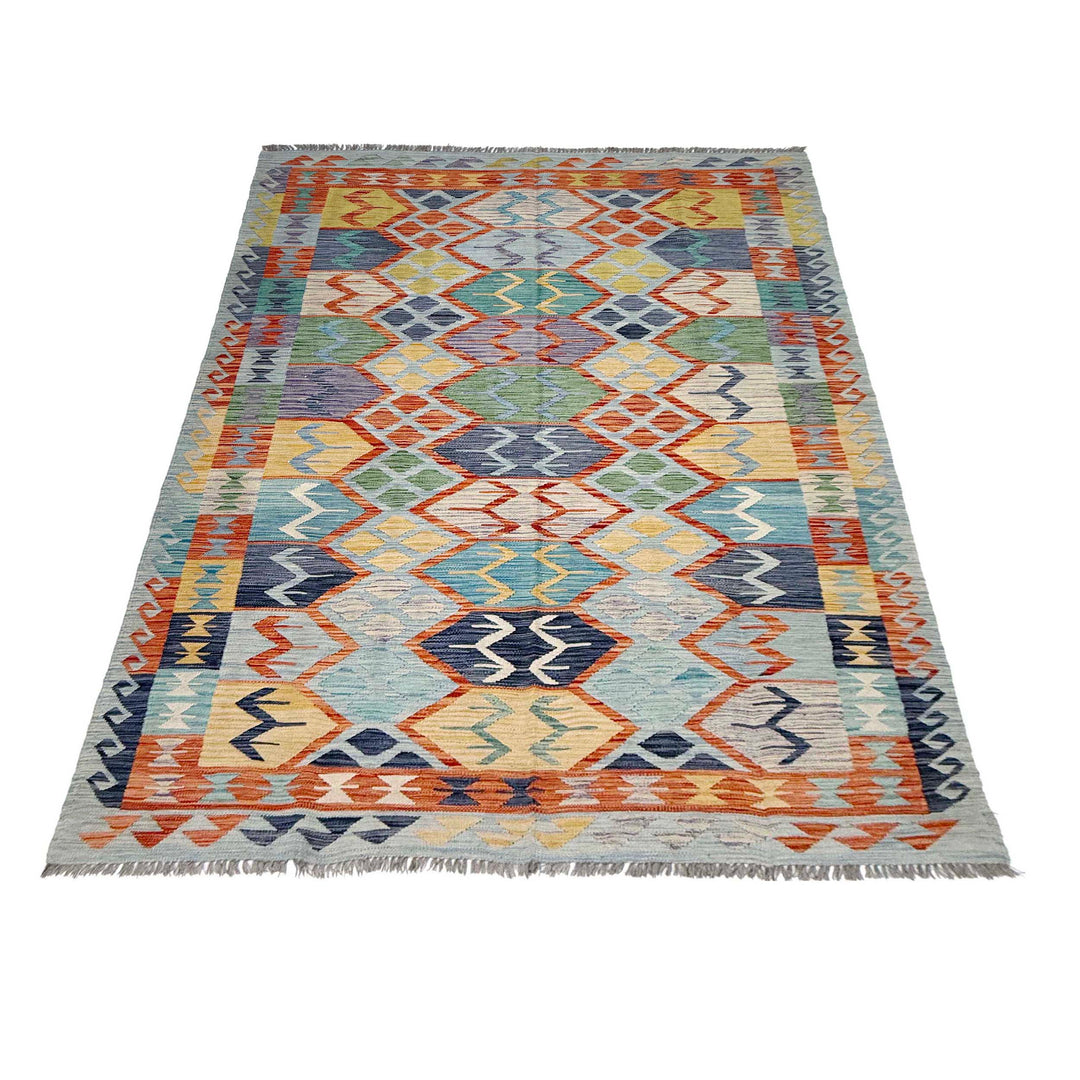 Afghan Kilim Rug 5' 11" x 8' 2" Flat-Weave | No. AL19814
