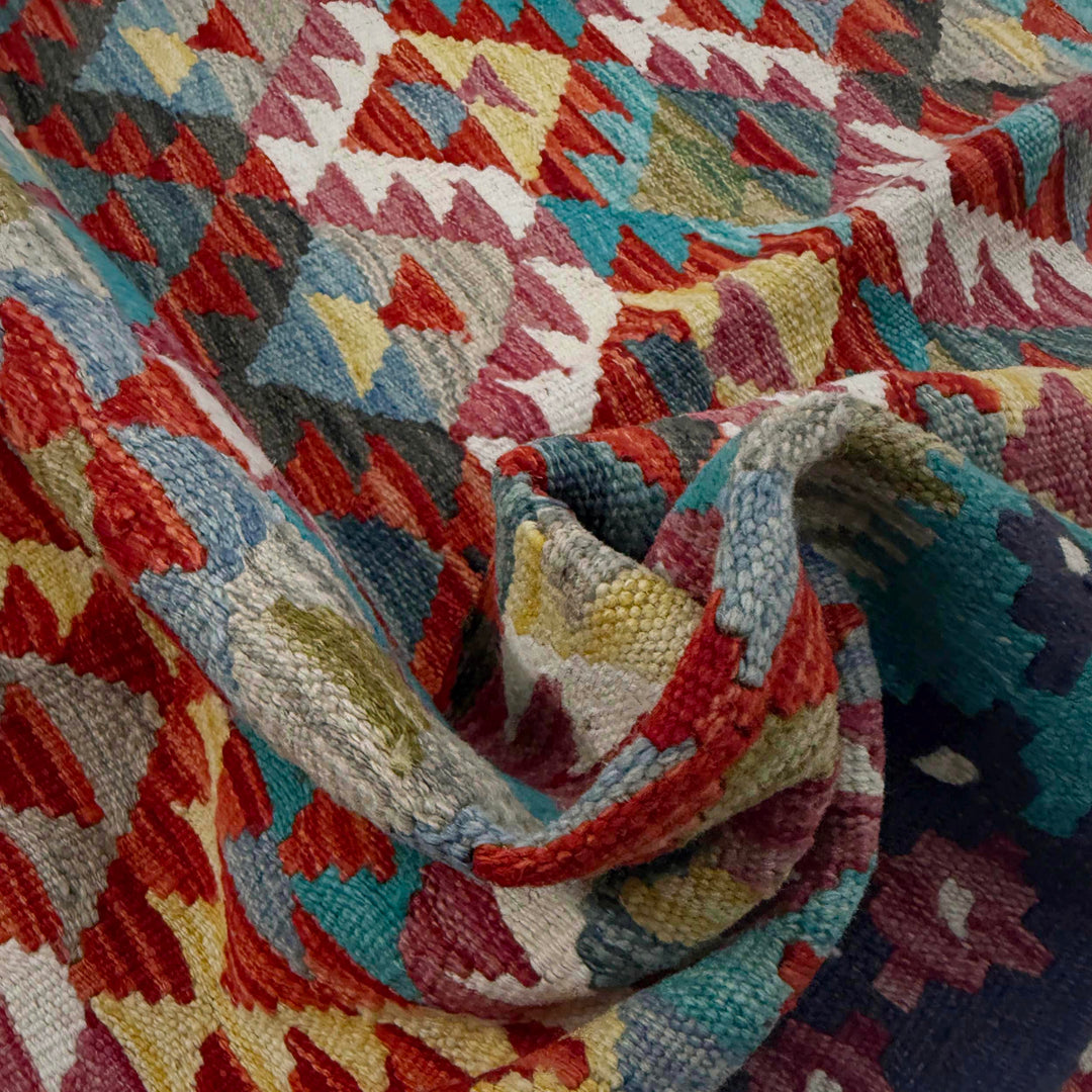 Afghan Vegetable Kilim Rug 6' 0" x 8' 0" Flat-Weave texture