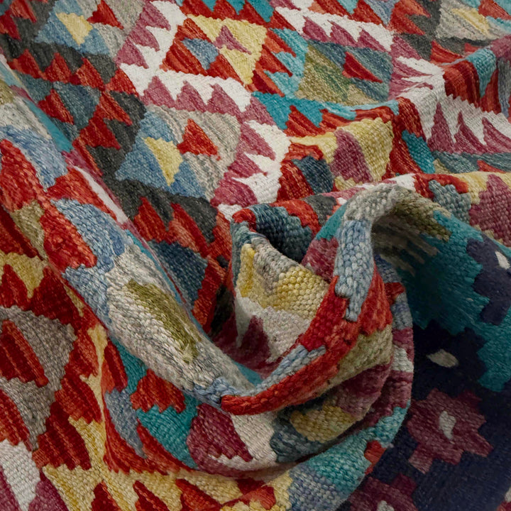 Afghan Vegetable Kilim Rug 6' 0" x 8' 0" Flat-Weave texture
