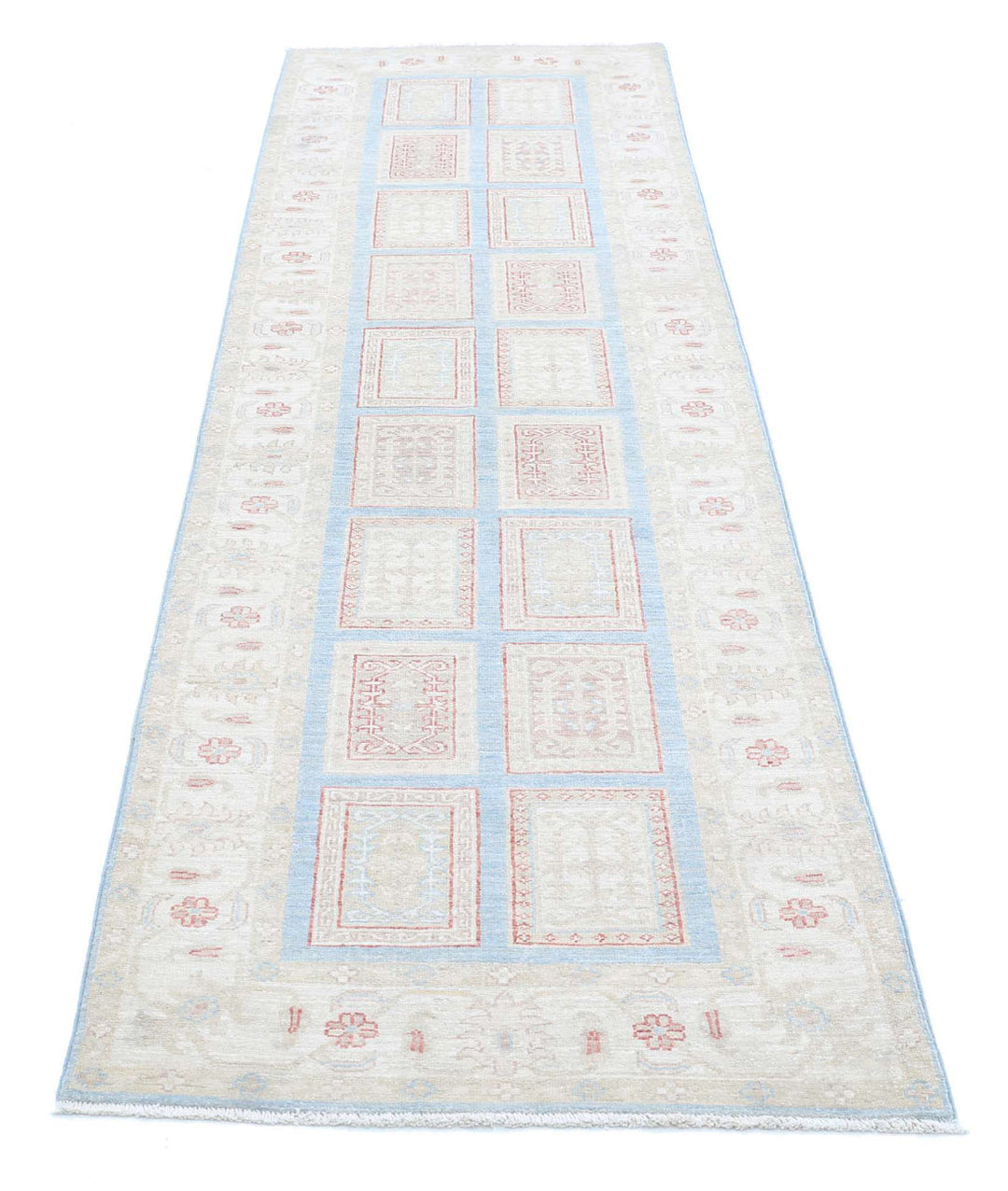 Afghan Bakhtiari Runner Rug 2' 8" x 9' 6" Hand-Knotted | No. AT42151