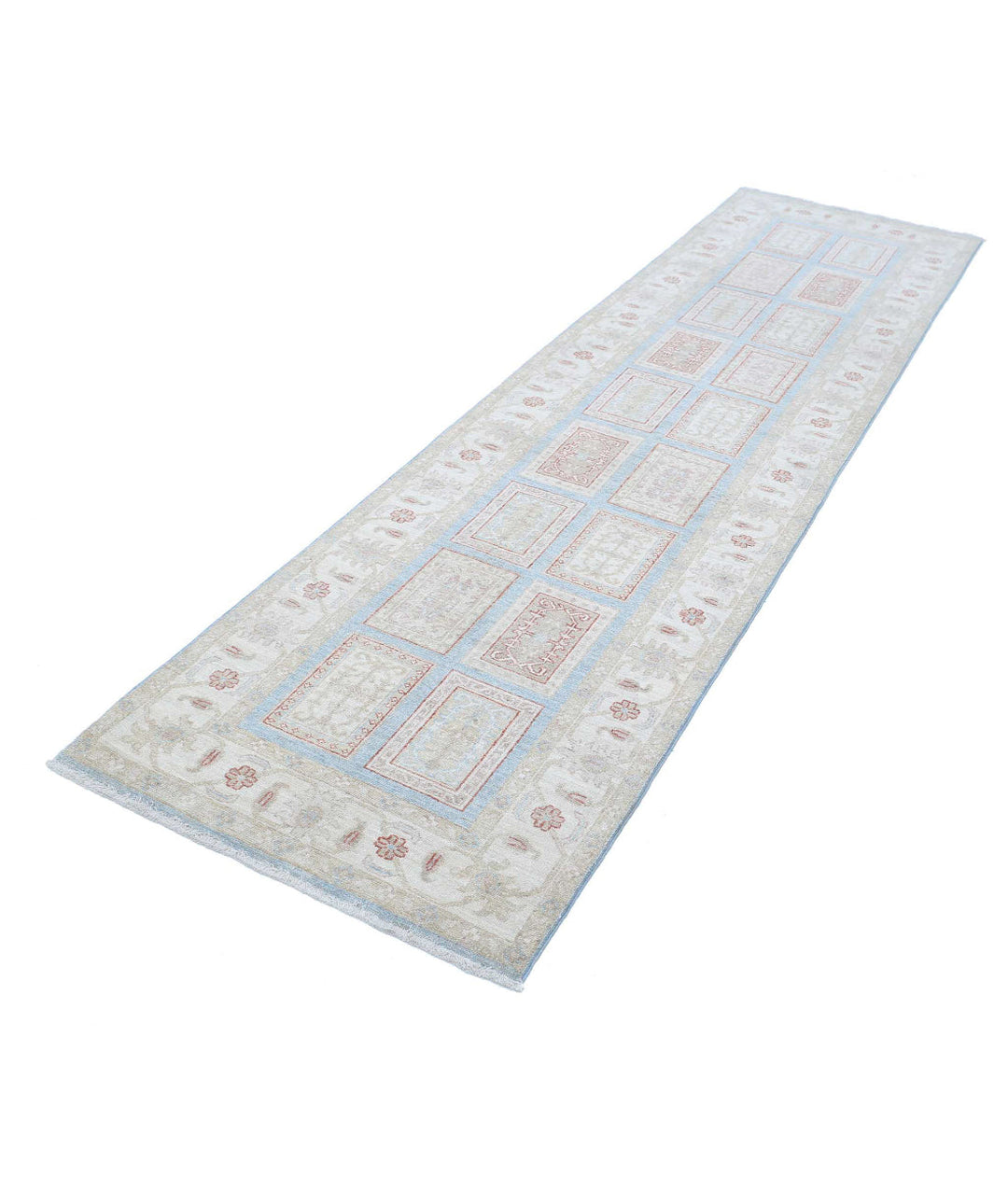 Afghan Bakhtiari Runner Rug 2' 9" x 10' 0" Hand-Knotted | No. AT47333