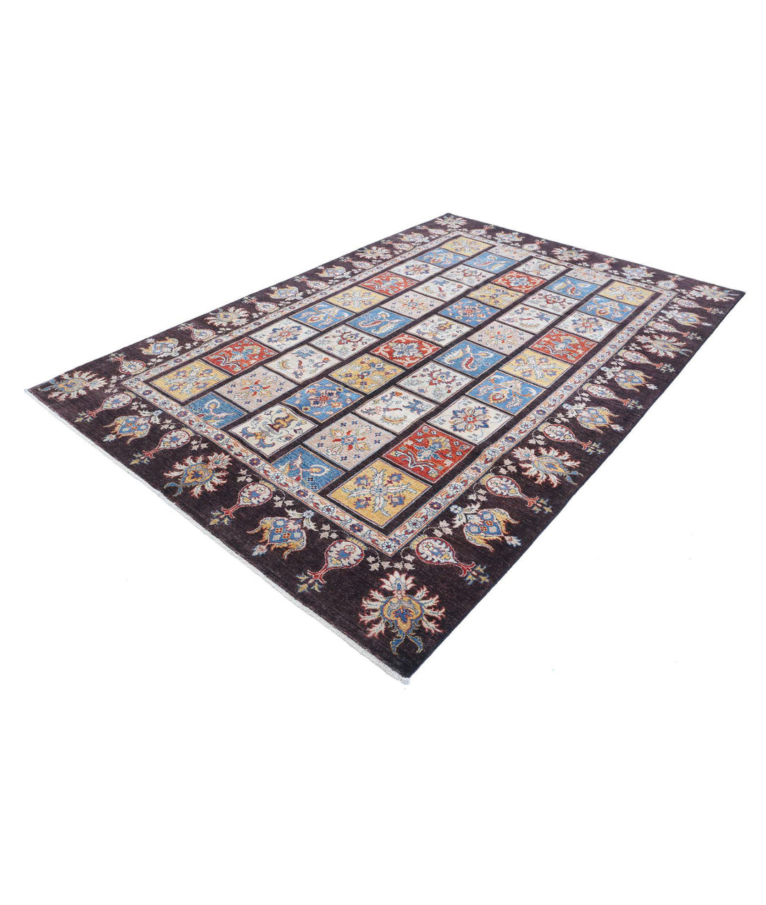 Afghan Bakhtiari Rug 6' 5" x 9' 8" Hand-Knotted | No. AT33238