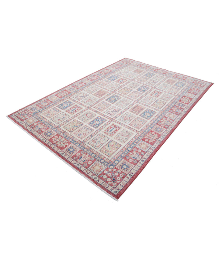 Red Afghan Bakhtiari Rug 5'6" x 7'10" Hand-Knotted | No. AT65056