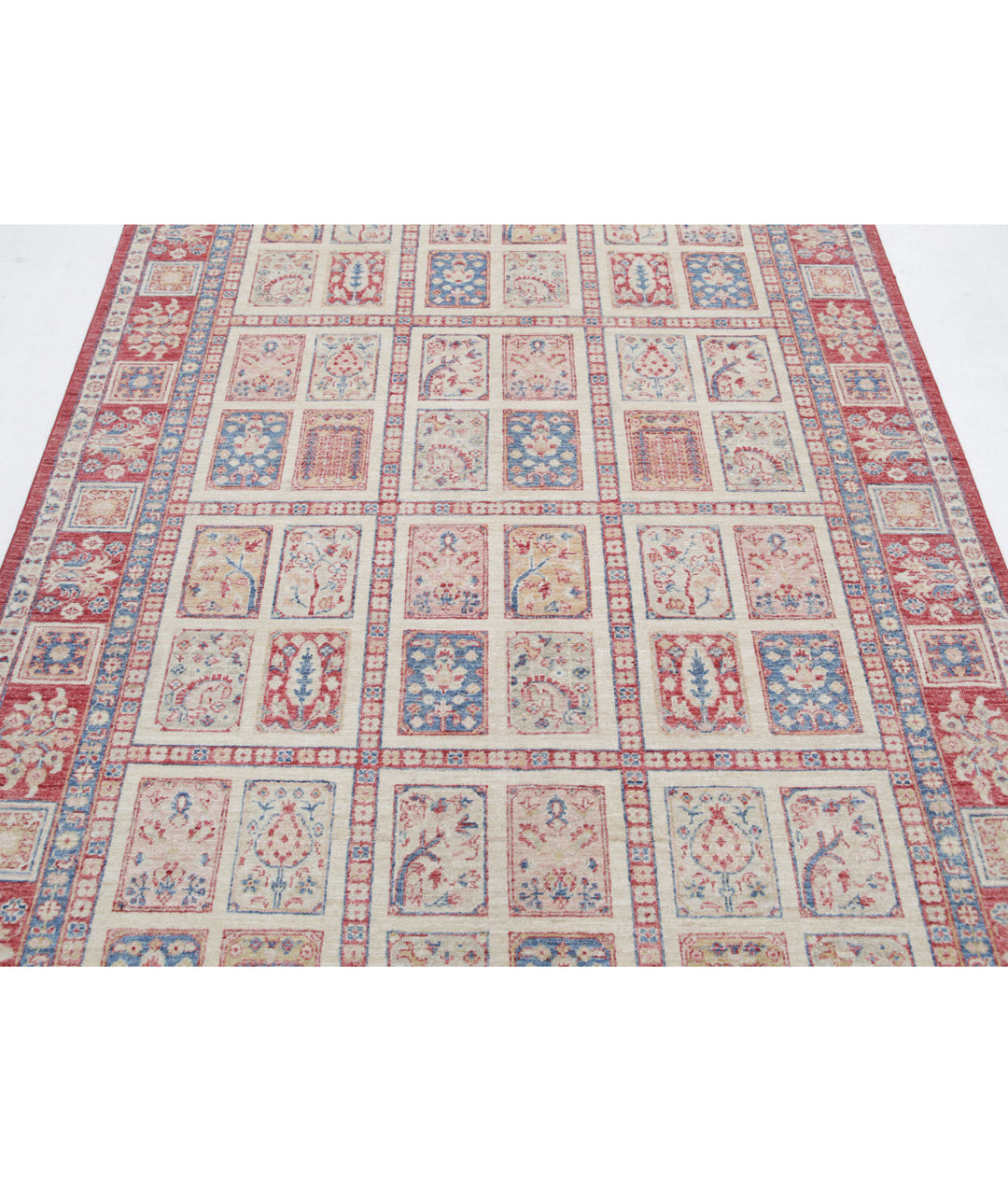 Red Afghan Bakhtiari Rug 5'6" x 7'10" Hand-Knotted | No. AT65056
