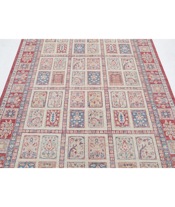 Red Afghan Bakhtiari Rug 5'6" x 7'10" Hand-Knotted | No. AT65056