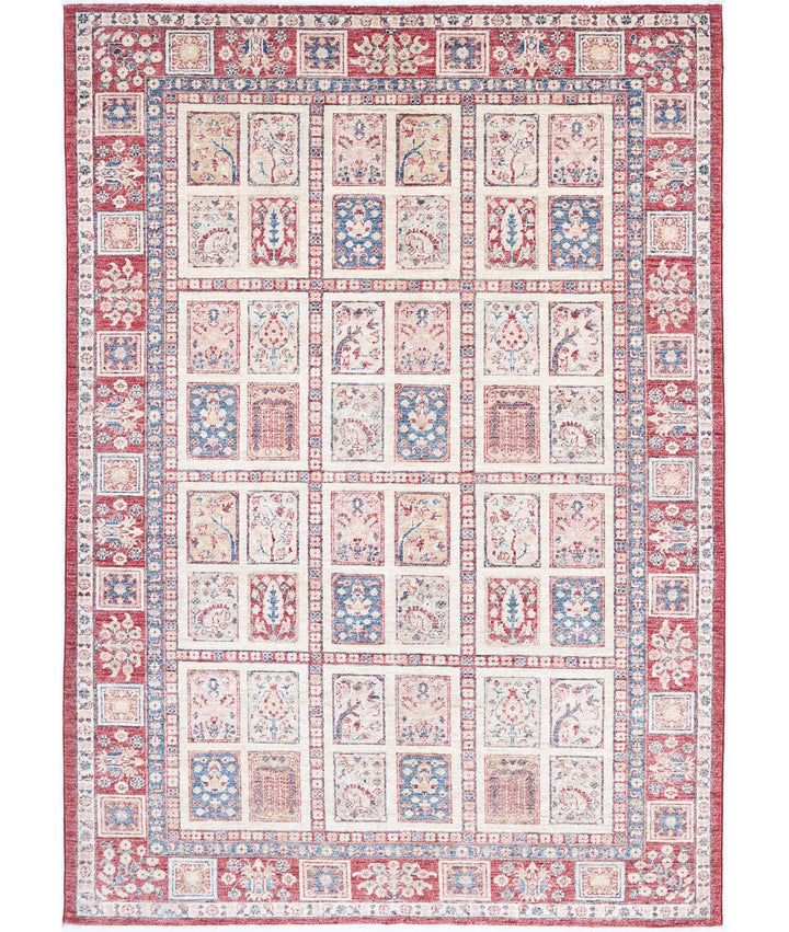 Red Afghan Bakhtiari Rug 5'6" x 7'10" Hand-Knotted | No. AT65056