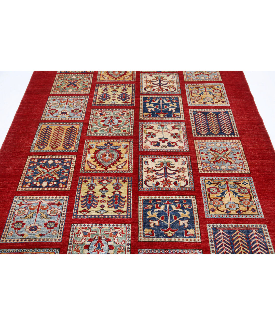 Red Afghan Bakhtiari Rug 5' 9" x 8' 0" Hand-Knotted | No. AT12308