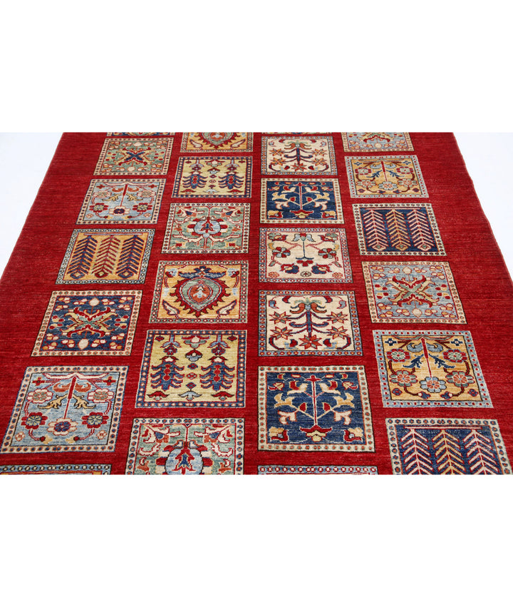 Red Afghan Bakhtiari Rug 5' 9" x 8' 0" Hand-Knotted | No. AT12308