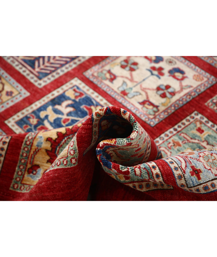 Red Afghan Bakhtiari Rug 5' 9" x 8' 0" Hand-Knotted | No. AT12308