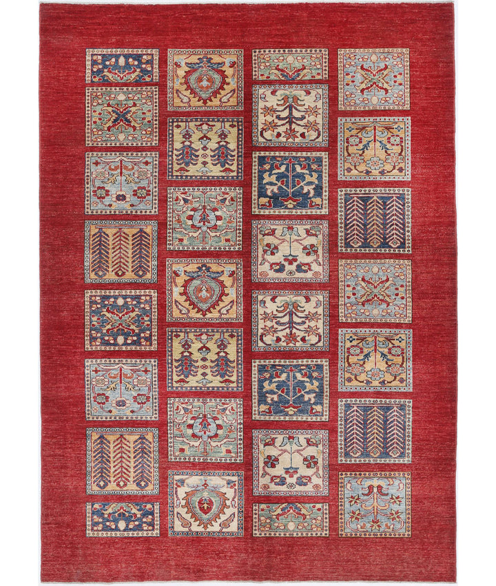 Red Afghan Bakhtiari Rug 5' 9" x 8' 0" Hand-Knotted | No. AT12308