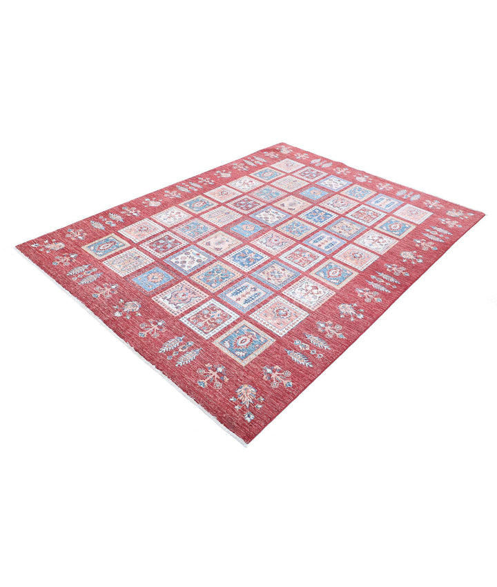 Red Afghan Bakhtiari Rug 5' 6" x 7' 6" Hand-Knotted | No. AT36222