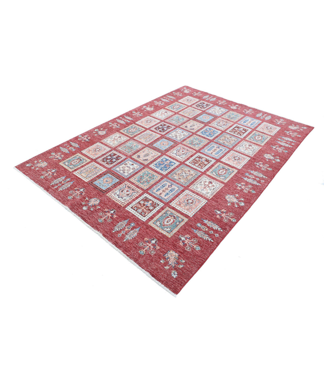 Red Afghan Bakhtiari Rug 5'7" x 7'8" Hand-Knotted | No. AT72266