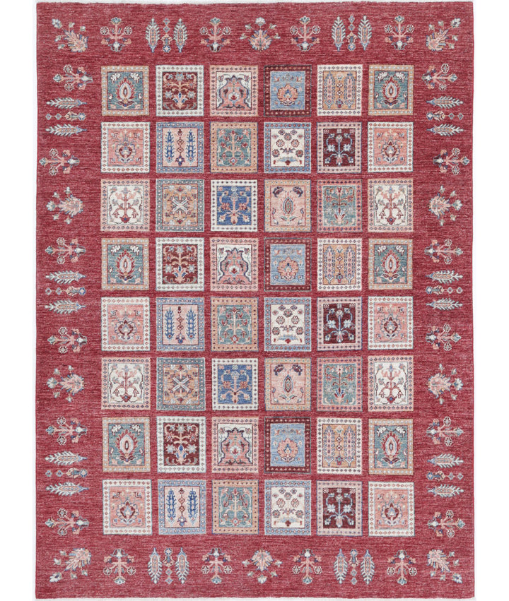 Red Afghan Bakhtiari Rug 5'7" x 7'8" Hand-Knotted | No. AT72266