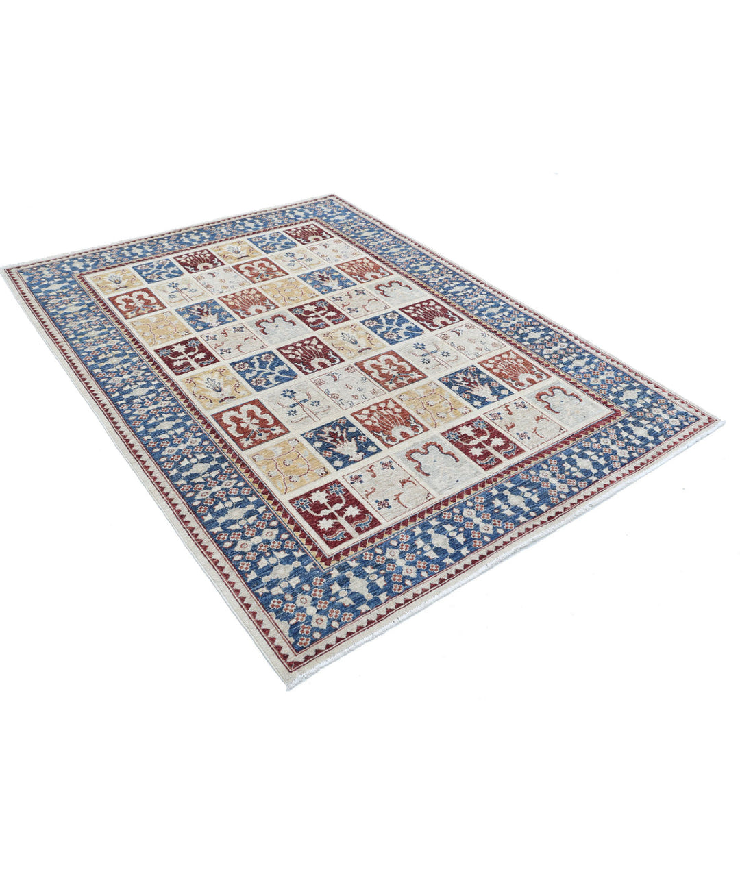 Grey Afghan Bakhtiari Rug 5' 7" x 7' 4" Hand-Knotted | No. AT27685