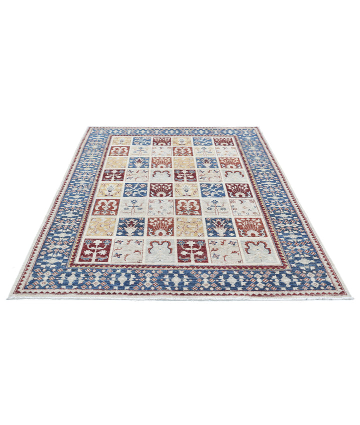 Grey Afghan Bakhtiari Rug 5' 7" x 7' 4" Hand-Knotted | No. AT27685