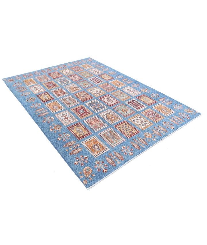 Blue Afghan Bakhtiari Rug 5' 8" x 7' 8" Hand-Knotted | No. AT71281