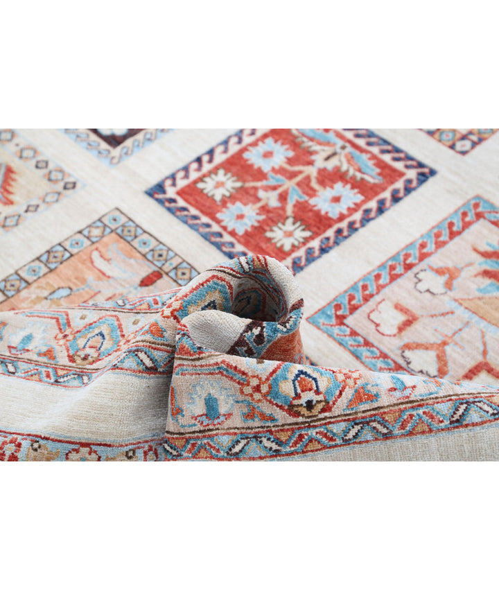 Ivory Afghan Bakhtiari Rug 8' 10" x 11' 3" Hand-Knotted | No. AT97721