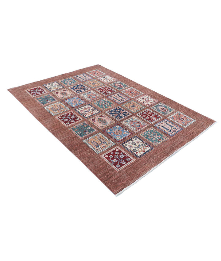 Afghan Bakhtiari Rug 4' 10" x 6' 6" Hand-Knotted | No. AT88958