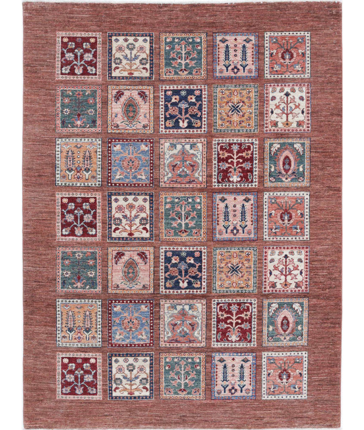 Afghan Bakhtiari Rug 4' 10" x 6' 6" Hand-Knotted | No. AT88958