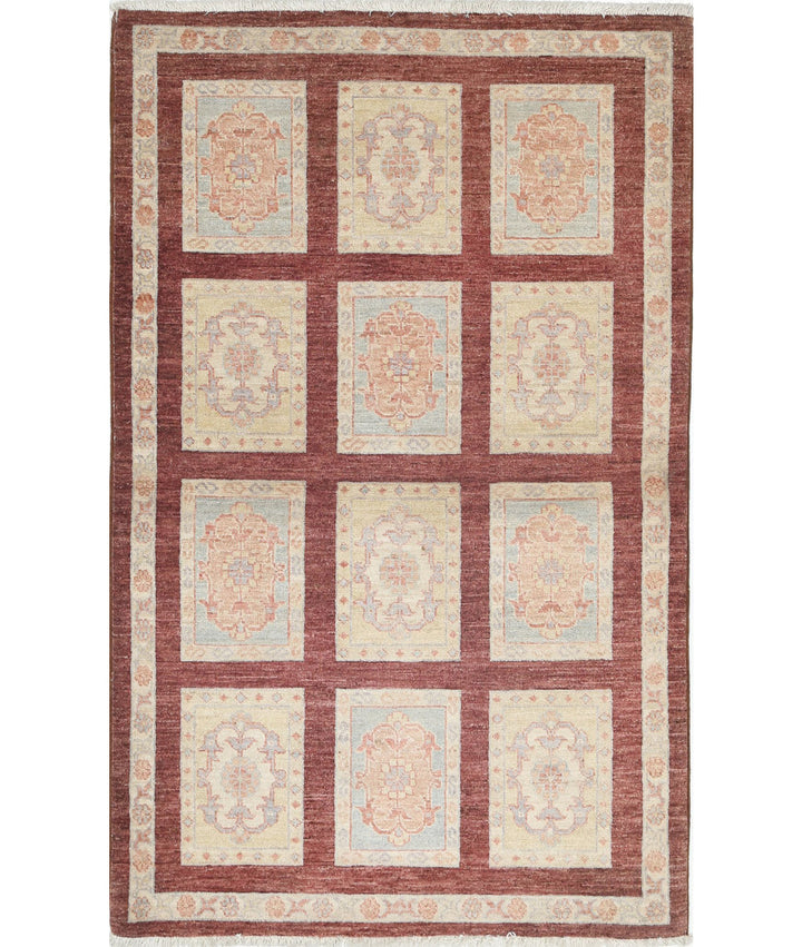 Brown Afghan Bakhtiari Rug 3' 0" x 4' 9" Hand-Knotted | No. AT52167