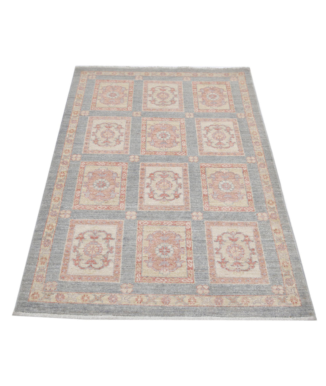 Grey Afghan Bakhtiari Rug 3' 2" x 4' 9" Hand-Knotted | No. AT23761