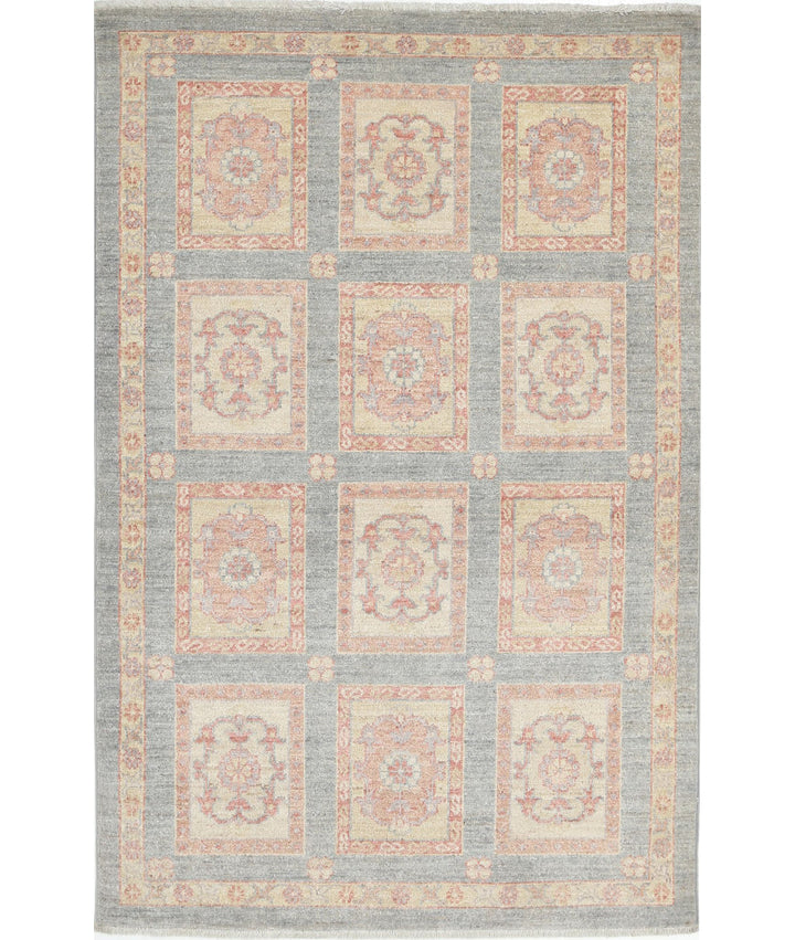 Grey Afghan Bakhtiari Rug 3' 2" x 4' 9" Hand-Knotted | No. AT23761