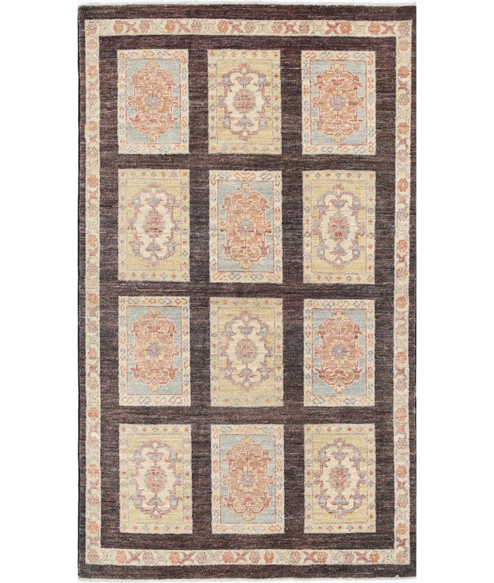 Brown Afghan Bakhtiari Rug 3' 0" x 5' 2" Hand-Knotted | No. AT34664