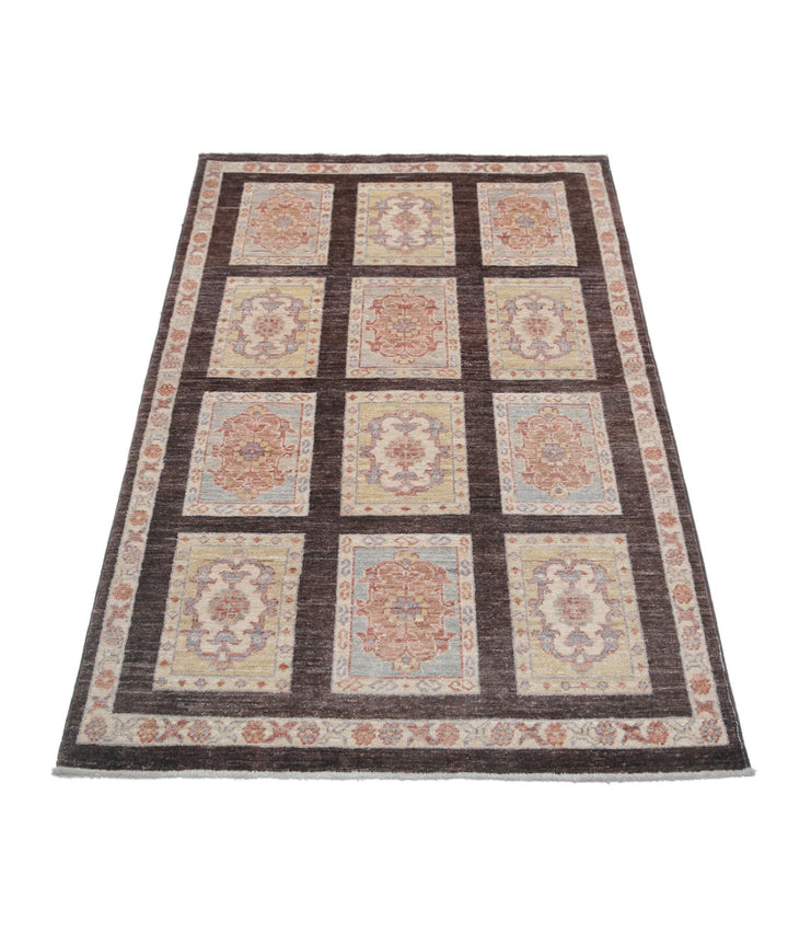 Brown Afghan Bakhtiari Rug 3' 0" x 4' 11" Hand-Knotted | No. AT45294