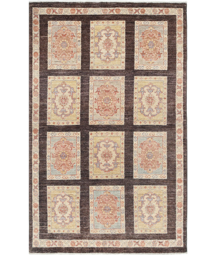 Brown Afghan Bakhtiari Rug 3' 0" x 4' 11" Hand-Knotted | No. AT45294