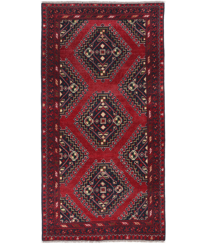 Afghan Baluch Runner Rug 3' 2" x 6' 5" Hand-Knotted | No. AT64944