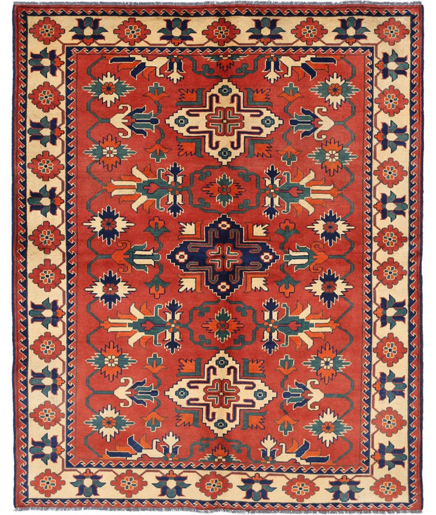 Hand Knotted Afghan Karghai Wool Rug 4' 10" x 6' 3" - No. AT79174