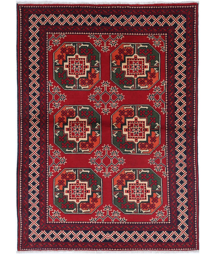 Afghan Karghai Rug 3' 4" x 4' 8" Hand-Knotted | No. AT60822