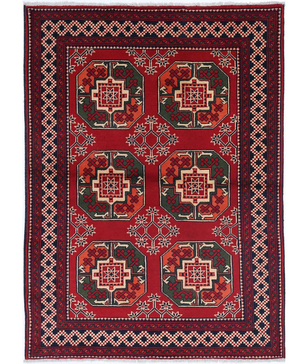 Hand Knotted Afghan Karghai Wool Rug 3' 4" x 4' 8" - No. AT60822