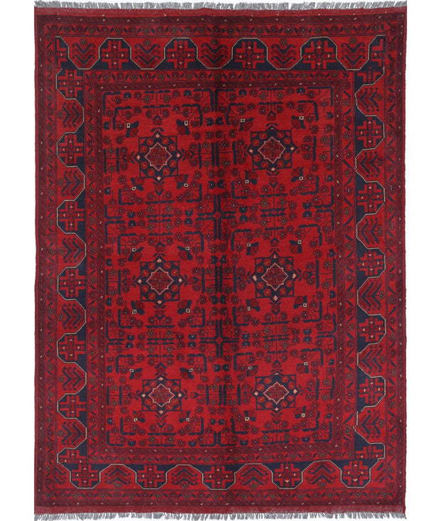 Hand Knotted Afghan Khal Muhammadi Wool Rug 5' 6" x 7' 5" - No. AT11183