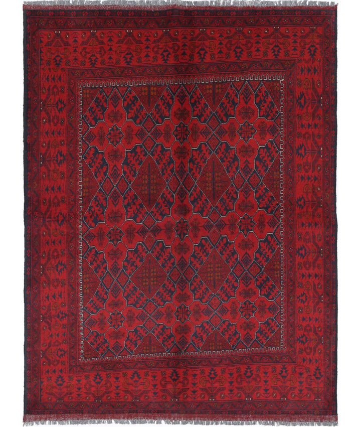 Afghan Khal Muhammadi Rug 4' 11" x 6' 6" Hand-Knotted | No. AT61692